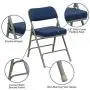 Flash Furniture HERCULES Series Premium Curved Triple Braced & Double Hinged Navy Fabric Metal Folding Chair
