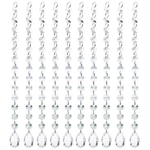 10 Ft Crystal Chandelier Pendants Beads Chain Parts Glass Beads Teardrop Crystal for Christmas Wedding Party Tree Garlands Decoration,Jewelry Making,and Other DIY Craft Projects 10 Pcs