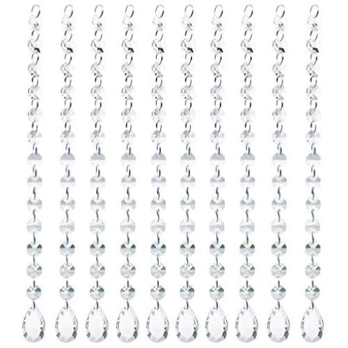 10 Ft Crystal Chandelier Pendants Beads Chain Parts Glass Beads Teardrop Crystal for Christmas Wedding Party Tree Garlands Decoration,Jewelry Making,and Other DIY Craft Projects 10 Pcs