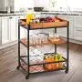 kealive Kitchen Bar Cart for Home Mobile Metal Wine Cart on Wheels with Handle Rack, Glass Holder, Removable Wood Box Container, Rustic Serving Cart 3-Tier Storage, Vintage Brown 26L x 18W x 32.5H kealive Kitchen Bar Cart for Home Mobile Metal Wine Cart on Wheels with Handle Rack, Glass Holder, Removable Wood Box Container, Rustic Serving Cart 3-Tier Storage, Vintage Brown 26L x 18W x 32.5H