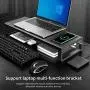 Vaydeer USB3.0 Wireless Charging Aluminum Monitor Stand Riser Support Transfer Data and Charging,Keyboard and Mouse Storage Desk Organizer up to 27inch for Computer MacBook PC (Black）