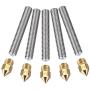 PChero 5pcs M6 x 40mm Stainless Steel Teflon Nozzle Throat + 5pcs 0.4mm Brass Extruder Nozzle Print Heads for Anet A8 MK8 Reprap 3D Printers