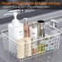 Wire Storage Basket, F-color Metal Household Storage Organizer Bin with 4 Built-in Handles for Pantry, Shelf, Freezer, Kitchen Cabinet, Bathroom, 4 Pack, White