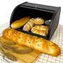 X458 Black Metal Bread Box/Bin/kitchen Storage Containers with Roll Top Lid (Black)