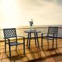 PHI VILLA Patio Metal 3 Piece Bistro Chairs and Table Furniture Set - Black