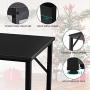 BOSSIN Office Small Desk 39Computer PC Table Study Writing Table for Home Office, Modern Simple Style PC Desk, Black Metal Frame Small Place (Black)