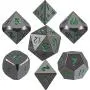 SIQUK Metal Polyhedral Dice Shiny Black Body and Dark Green Numbers Zinc Alloy Dice with Metal Case