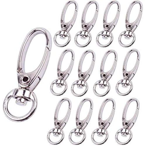 BronaGrand Pack of 50 D Swivel Trigger Clips Hooks Metal Key Ring Lobster Clasps