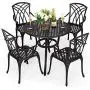 Nuu Garden 5-Piece Table Set with Umbrella Hole All-Weather Outdoor Cast Aluminum Dining Set for Patio, Garden, Backyard, Balcony, Lawn, 1 Table and 4 Chairs-Antique Bronze Nuu Garden 5-Piece Table Set with Umbrella Hole All-Weather Outdoor Cast Aluminum Dining Set for Patio, Garden, Backyard, Balcony, Lawn, 1 Table and 4 Chairs-Antique Bronze