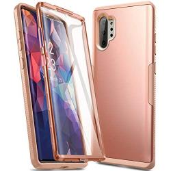 YOUMAKER Case for Galaxy Note 10 Plus, Built-in Screen Protector Work with Fingerprint ID Heavy Duty Full Body Shockproof Cover for Samsung Galaxy Note 10 Plus 6.8 Inch - Rose Gold/Pink