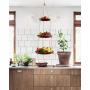 Hanging Fruit Basket 3 Tier - Acacia Wood - Kitchen Storage Organizer - Countertop Space Saver - Heavy Duty Cotton Rope - Adjustable in Height