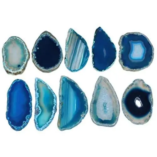 SUNYIK Top Drilled Agate Quartz Slice,Irregular Shapes,Blue,Pack of 10 SUNYIK Top Drilled Agate Quartz Slice,Irregular Shapes,Blue,Pack of 10