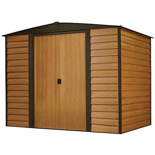 Arrow Woodridge Low Gable Steel Storage Shed, Coffee/Woodgrain 8 x 6 ft. Arrow Woodridge Low Gable Steel Storage Shed, Coffee/Woodgrain 8 x 6 ft.