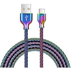 USB Type C Cable,Fantany 6.6 Feet Metal USB A to C Charging Cable&Sync Compatible with Galaxy S10,S9,S9+,S8,S8+,Note 8,9,LG V40,50 G7,8, Pixel 2,3,HTC 10,Nexus 5X/6P (Colourful, 6.6ft)