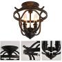 UOFUS Rustic  Semi Flush Mount Ceiling Light Fixtures，4-Light Black Metal Chandelier ，Farmhouse Lighting for Kitchen Foyer Bar Entryway Bedroom Living Room Island Laundry Room (Black)