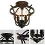 UOFUS Rustic Semi Flush Mount Ceiling Light Fixtures,4-Light Black Metal Chandelier ,Farmhouse Lighting for Kitchen Foyer Bar Entryway Bedroom Living Room Island Laundry Room (Black) UOFUS Rustic Semi Flush Mount Ceiling Light Fixtures,4-Light Black Metal Chandelier ,Farmhouse Lighting for Kitchen Foyer Bar Entryway Bedroom Living Room Island Laundry Room (Black)