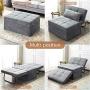 Vonanda Ottoman Folding Chair Bed, Modern Velvet Sleeper Sofa Multi-Position Convertible Couch Lounger Guest Bed with Pillow for Small Space, Velvet Gray