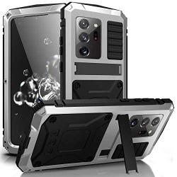 Simicoo Samsung Note 20 Ultra Metal Case with Screen Protector Military Rugged Heavy Duty Shockproof with Stand Camera Protector Full Cover case for Note 20 Ultra (Sliver)