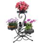 AISHN 3-Tiered Scroll Classic Plant Stand Decorative Metal Garden Patio Standing Plant Flower Pot Rack Display Shelf Holds 3-Flower Pot with Modern''S'' Design (Black)