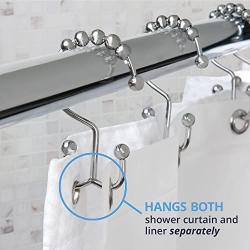 Maytex Shower Curtain Hooks Rust-Resistant Metal Double Roller Glide, Rings for Bathroom, Set of 12, Chrome