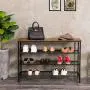 HOOBRO Shoe Rack, 4-Tier Shoe Shelf, Industrial Shoe Storage Organizer with 3 Metal Mesh Shelves, Ideal for Entryway, Hallway, Closet, Bedroom, Easy Assembly, Rustic Brown BF04XJ01 HOOBRO Shoe Rack, 4-Tier Shoe Shelf, Industrial Shoe Storage Organizer with 3 Metal Mesh Shelves, Ideal for Entryway, Hallway, Closet, Bedroom, Easy Assembly, Rustic Brown BF04XJ01