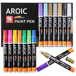 AROIC 16 Pack Paint Pens for Writing On Anything! Paint Pens for Rock, Wood, Metal, Plastic, Glass, Canvas, Ceramic and More!