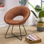Duhome Modern Tech Fabric Upholstered Accent Chairs Dining Chairs Arm Chair for Living Room Furniture Mid-Century Leisure Lounge Chairs with Black Metal Legs Industrial 1 PCS Brown
