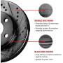 For Nissan Armada, Titan R1 Concepts eLine Front Rear Black Drill Slot Brake Rotors Kit + Ceramic Pads