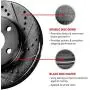 For Nissan Armada, Titan R1 Concepts eLine Front Rear Black Drill Slot Brake Rotors Kit + Ceramic Pads