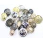 14 Pieces Polished Gold with Inlaid Silver Metal ~Lion & Stallion Royal Crest Shank Style Sport Coat Blazer Button Set