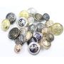 14 Piece Vintage Golden Blue Metal Blazer Button Set - Naval Anchor - for Blazer, Sport Coat, Uniform, Jacket