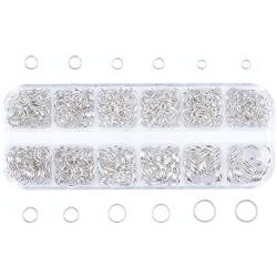 Pandahall Mixed Size 4-10mm Iron Open Jump Rings Silver Plated Unsoldered Round Ring Connectors for Chainmail Jewelry Bracelet Necklace Making