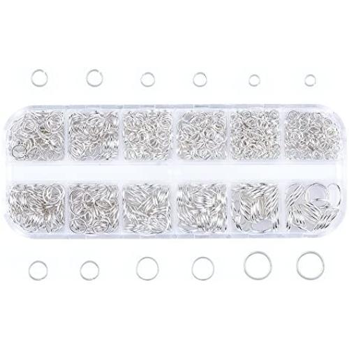 Pandahall Mixed Size 4-10mm Iron Open Jump Rings Silver Plated Unsoldered Round Ring Connectors for Chainmail Jewelry Bracelet Necklace Making