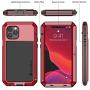 Lanhiem iPhone 11 Pro Case, Heavy Duty Shockproof [Tough Armour] Metal Case with Built-in Screen Protector, 360 Full Body Protective Cover for iPhone 11 Pro (5.8 Inch), Dust Proof Design -Red