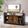 VINGLI Farmhouse TV Stand with Sliding Barn Doors for TVs up to 55'' Flat Screen, Rustic Entertainment Center Media Console Table Cabinet w/Adjustable Shelves (Rustic Brown)