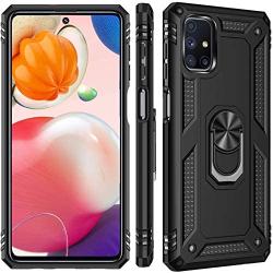 UNKNOK Galaxy A51 5G Case, [Not Fit A51 4G], [Military Grade ] 15ft Drop Tested Shockproof Protective, Metal Rotating Ring Kickstand Magnetic Support Cover for Samsung Galaxy A51 5G Phone (Black)