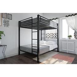 DHP Full over Full Bunk Bed for Kids, Metal Frame with Ladder (Black)