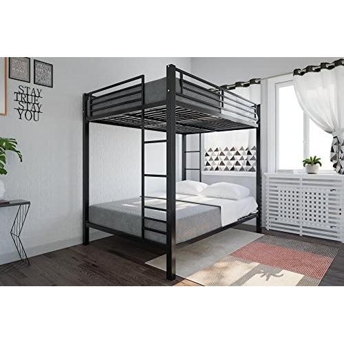 DHP Full over Full Bunk Bed for Kids, Metal Frame with Ladder (Black)