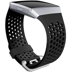 SKYLET Bands Compatible with Fitbit Ionic, Soft Silicone Breathable Replacement Wristband Compatible with Fitbit Ionic Smart Watch with Buckle (Black, Large)