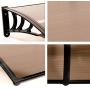 MCombo 116 inch / 78 inch / 39 inch Window Awning Outdoor Polycarbonate Hollow Sheet Door Patio Canopy (40x120, Dark Brown Canopy/Black Bracket)