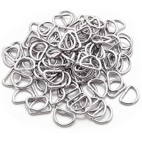 Onwon 100 Pieces Metal D Ring, 1/2 Inch Semi-Circular D Ring Heavy Duty Buckle for DIY Accessories, Belts, Backpacks, Harnesses and Pets Collars (100 Pieces, 1/2 inch)