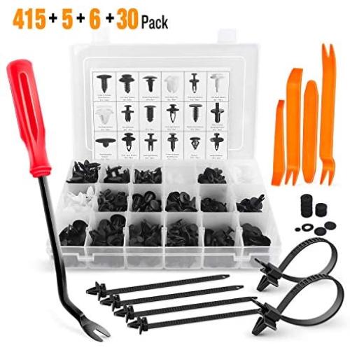 GOOACC 415 Pcs Car Retainer Clips & Fastener Remover - 18 Most Popular Sizes Auto Push Pin Rivets Set -Door Trim Panel Clips for GM Ford Toyota Honda Chrysler
