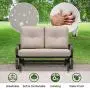 Giantex Loveseat Outdoor Patio Rocking Glider Cushioned 2 Seats Steel Frame Furniture (Beige)