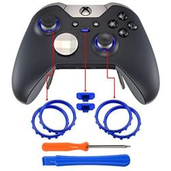 eXtremeRate Matte Chrome Blue Accent Rings Accessories for Xbox One Elite, Elite Series 2 Controller, Replacement Parts Profile Switch Buttons for Xbox One Elite Controller - Pack of 2