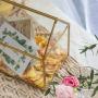 NCYP Upgraded Reinforced Glass Version, Large Geometric Glass Card Box Terrarium, Gold, Handmade, Brass, House Shape,for Wedding Receiption, Wishwell, Keepsake Centerpiece, Sturdy, Glass Box Only