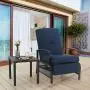 PHI VILLA Adjustable Patio Recliner Chair Metal Outdoor Lounge Chair with Removable Cushions Support 300lbs, Navy PHI VILLA Adjustable Patio Recliner Chair Metal Outdoor Lounge Chair with Removable Cushions Support 300lbs, Navy