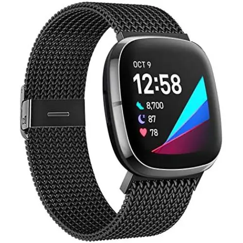 HAPAW Metal Bands Compatible with Fitbit Sense/Versa 3, Breathable Stainless Steel Replacement Sport Bracelet Strap Wristbands Women Men Accessories with Magnet Lock for Sense Advanced Smartwatch HAPAW Metal Bands Compatible with Fitbit Sense/Versa 3, Breathable Stainless Steel Replacement Sport Bracelet Strap Wristbands Women Men Accessories with Magnet Lock for Sense Advanced Smartwatch