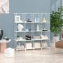 SIMPDIY Storage Rack with Metal Wire Mesh 16 Cubes Bookshelf 49x12.5x49INCH Large Capacity White Simple Storage Shelves