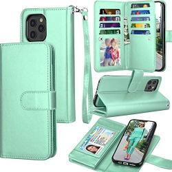 Tekcoo Wallet Case for iPhone 12 Mini / iPhone12 Mini (5.4 inch) 2020 Luxury ID Cash Credit Card Slots Holder Carrying Pouch Folio Flip PU Leather Cover [Detachable Magnetic Hard Case] - Turquoise