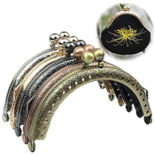 GuoFa 5pcs Metal Coin Purse Frame Multicolors 3.3''/8.5cm Metal Tow Ball Kiss Clasp Lock Clutch Frames Purse for DIY Handle Bag Sewing Craft